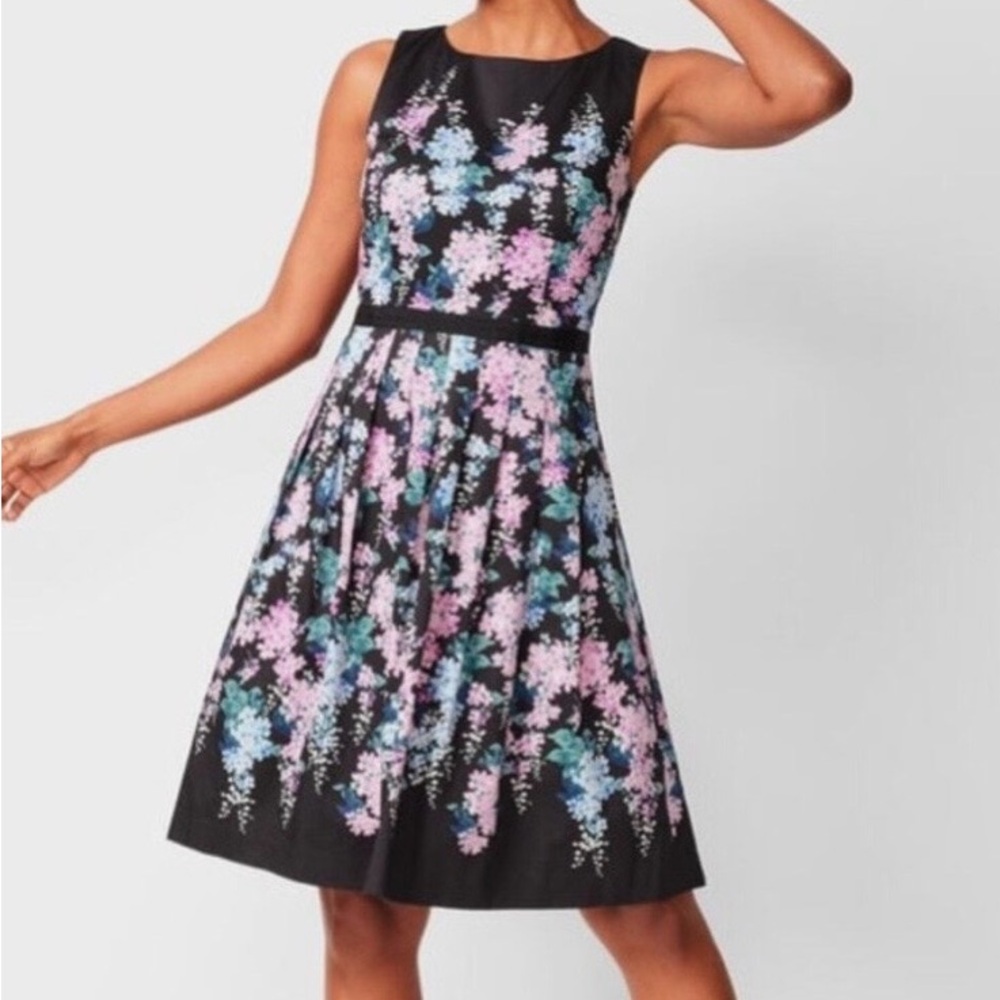 EUC RSVP by Talbots Floral Fit-and-Flare Dress with Pleats
